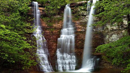 三重瀑布在阿肯色州全高清壁纸和背景图像