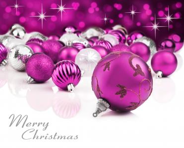 紫色和银色圣诞饰品4k超高清壁纸和背景图像