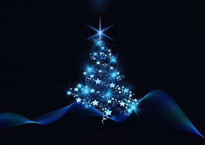 蓝色圣诞树全高清壁纸和背景图像