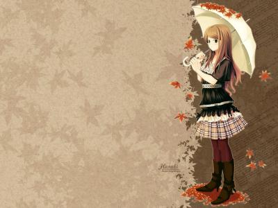 秋季动漫女孩壁纸和背景图像