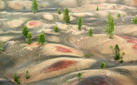 彩绘沙丘下煤渣锥,拉森火山国家公园,加利福尼亚州全高清壁纸和背景