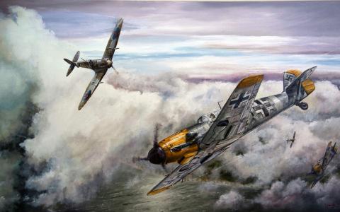 德国Bf 109和英国喷火之间的大空战。