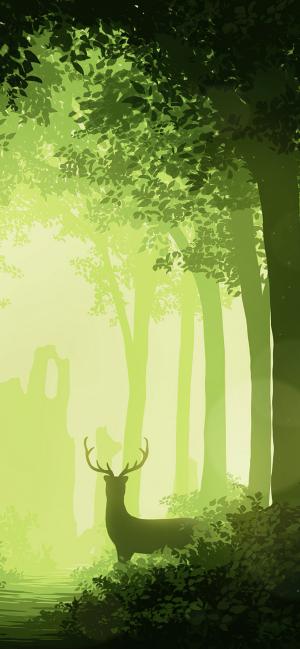 唯美梦幻意境风森林之鹿图片
